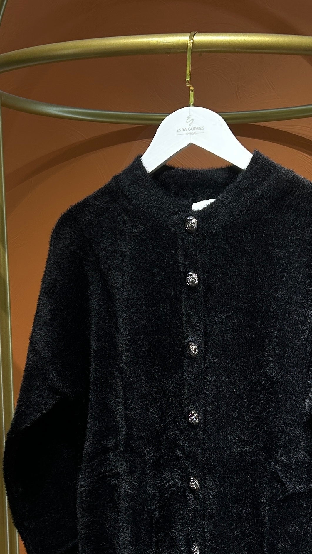 Uzun Angora Hırka - Siyah - EsraGürsesBoutique