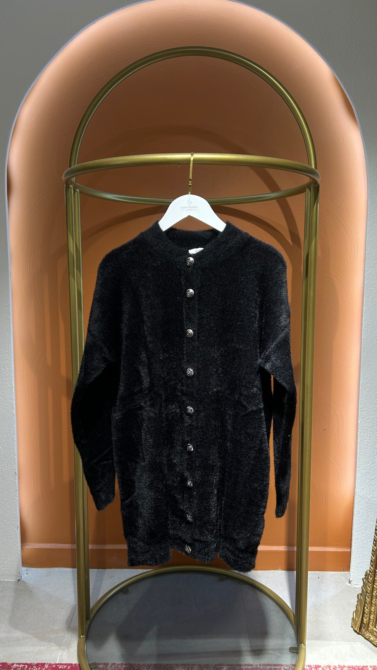 Uzun Angora Hırka - Siyah - EsraGürsesBoutique