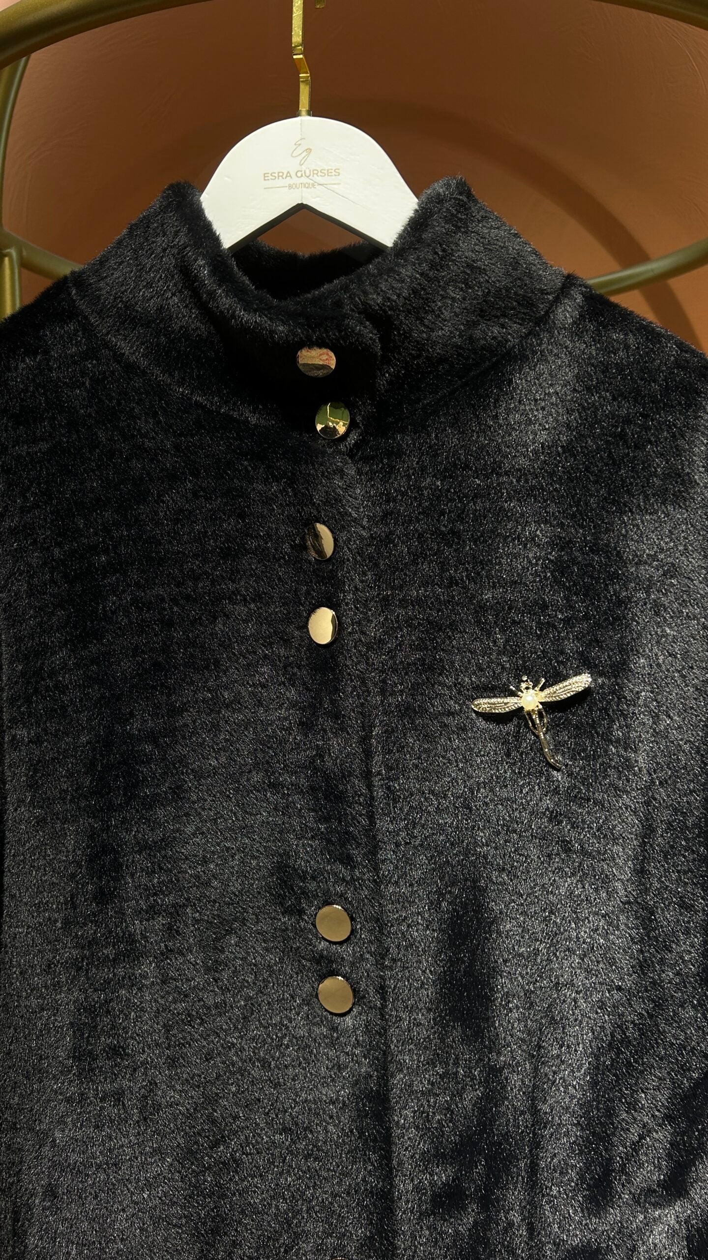 Uzun Angora Kaban - Siyah - EsraGürsesBoutique