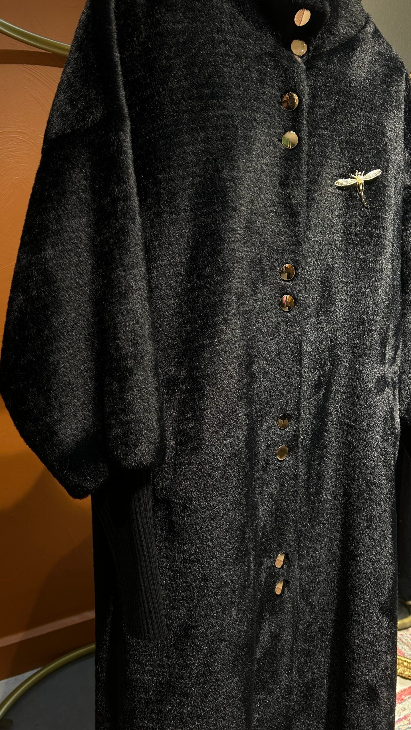 Uzun Angora Kaban - Siyah - EsraGürsesBoutique