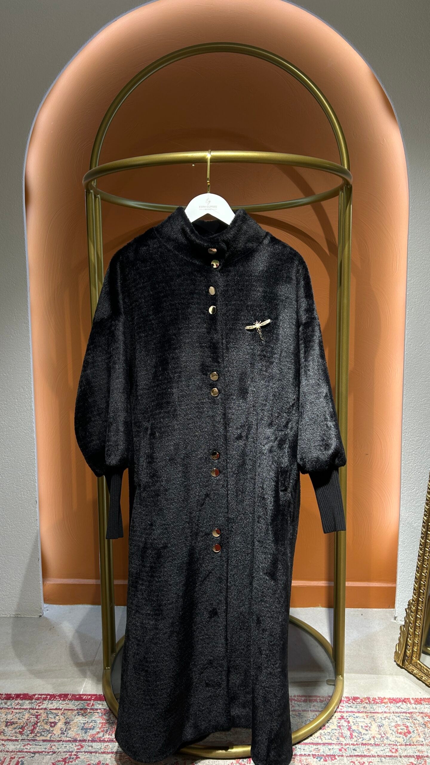Uzun Angora Kaban - Siyah - EsraGürsesBoutique
