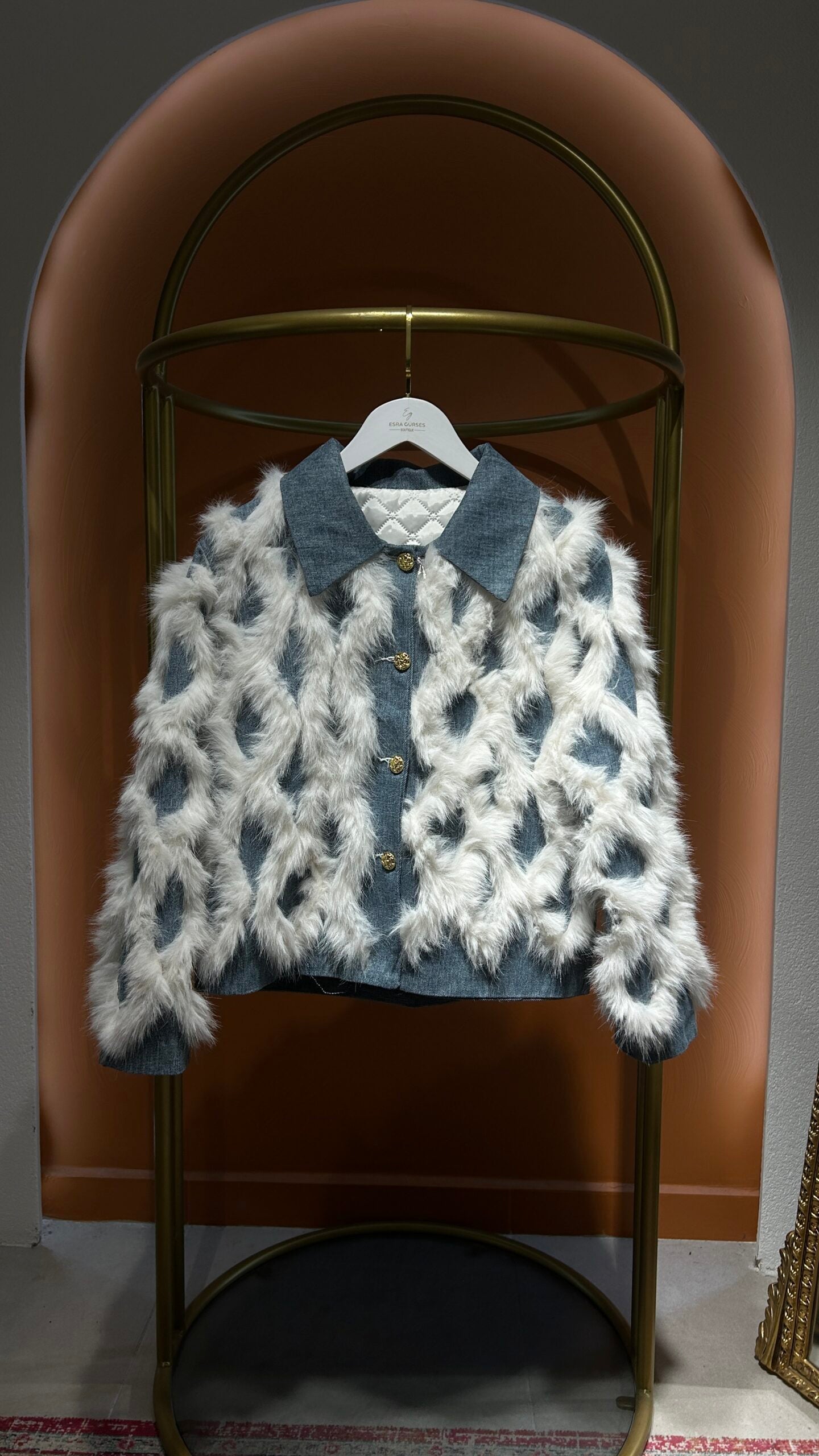 İthal Kürklü Bomber Ceket - Kot - EsraGürsesBoutique