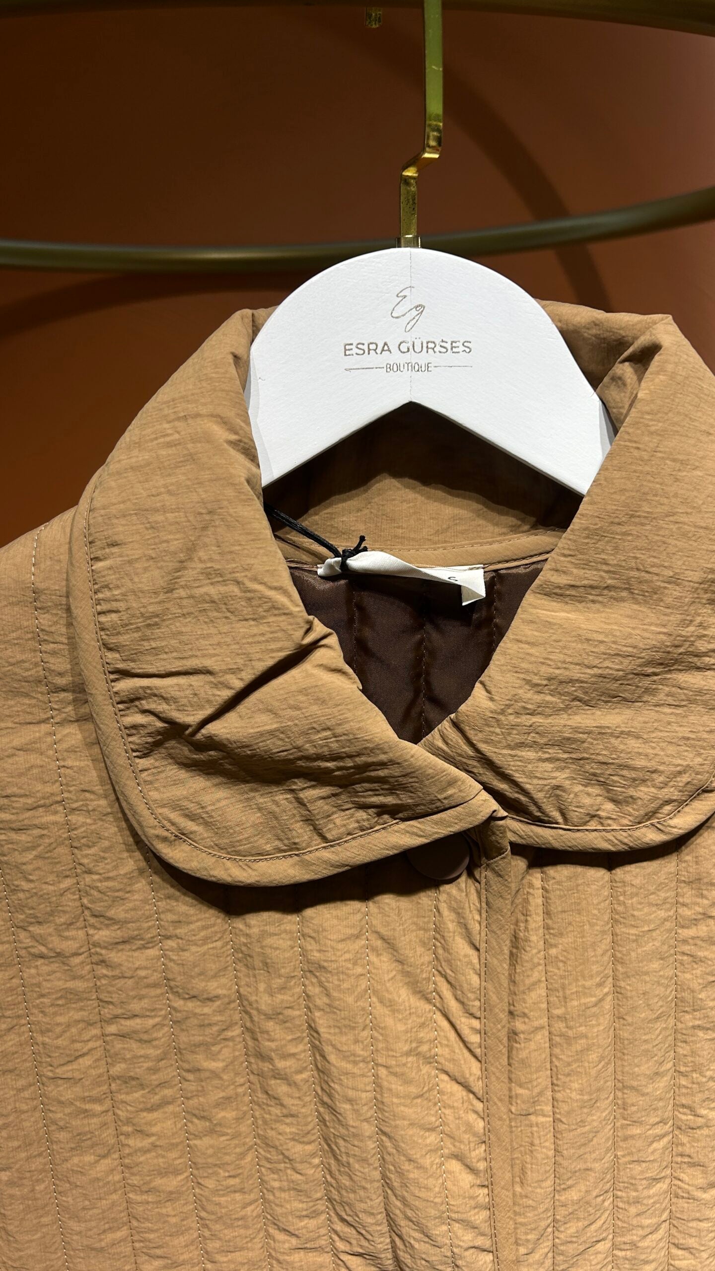 İnce Kapitone Yelek - Camel - EsraGürsesBoutique