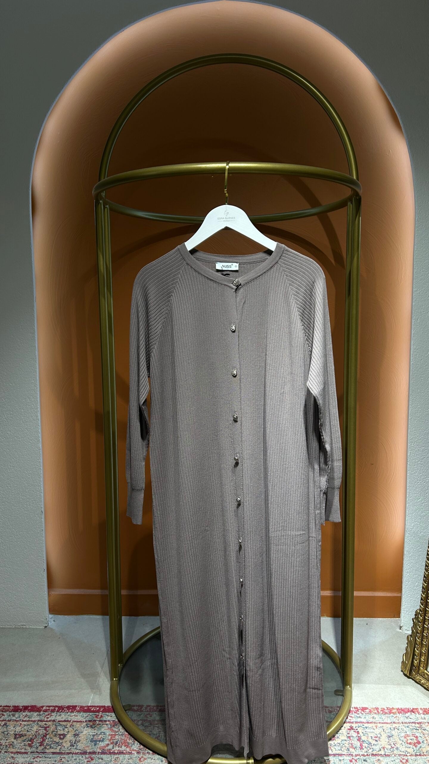 Merselize Fitilli Uzun Hırka - Vizon - EsraGürsesBoutique
