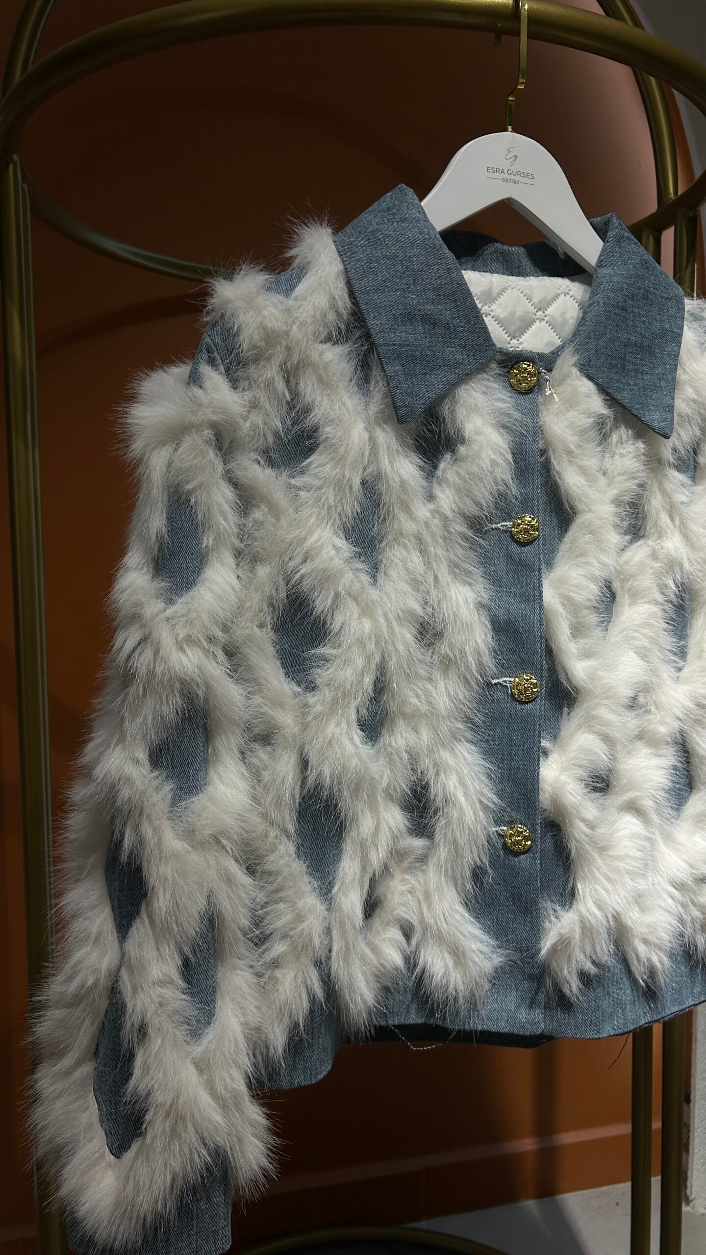 İthal Kürklü Bomber Ceket - Kot - EsraGürsesBoutique