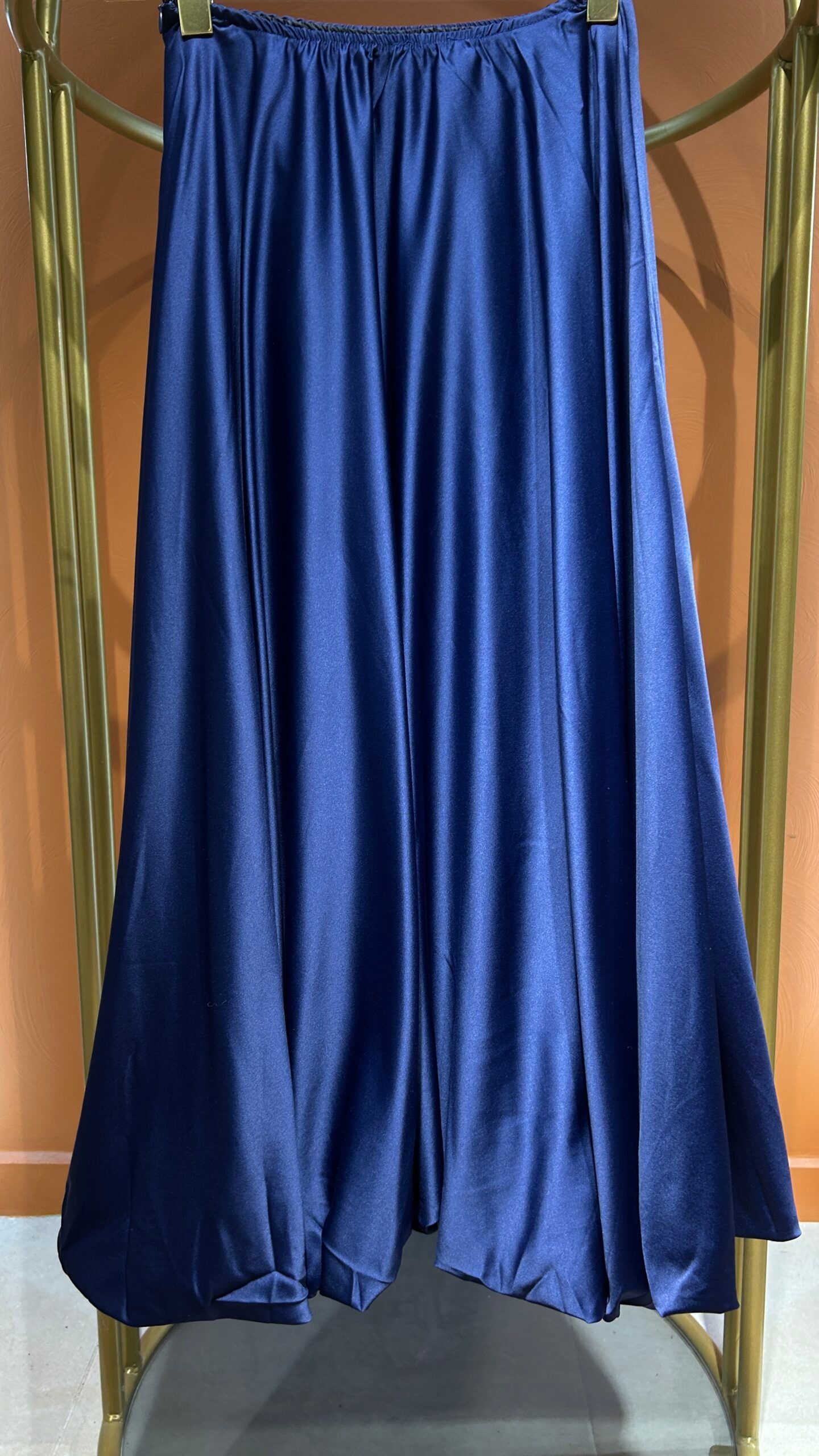 Gece Mavisi Saten Balon Etek - EsraGürsesBoutique
