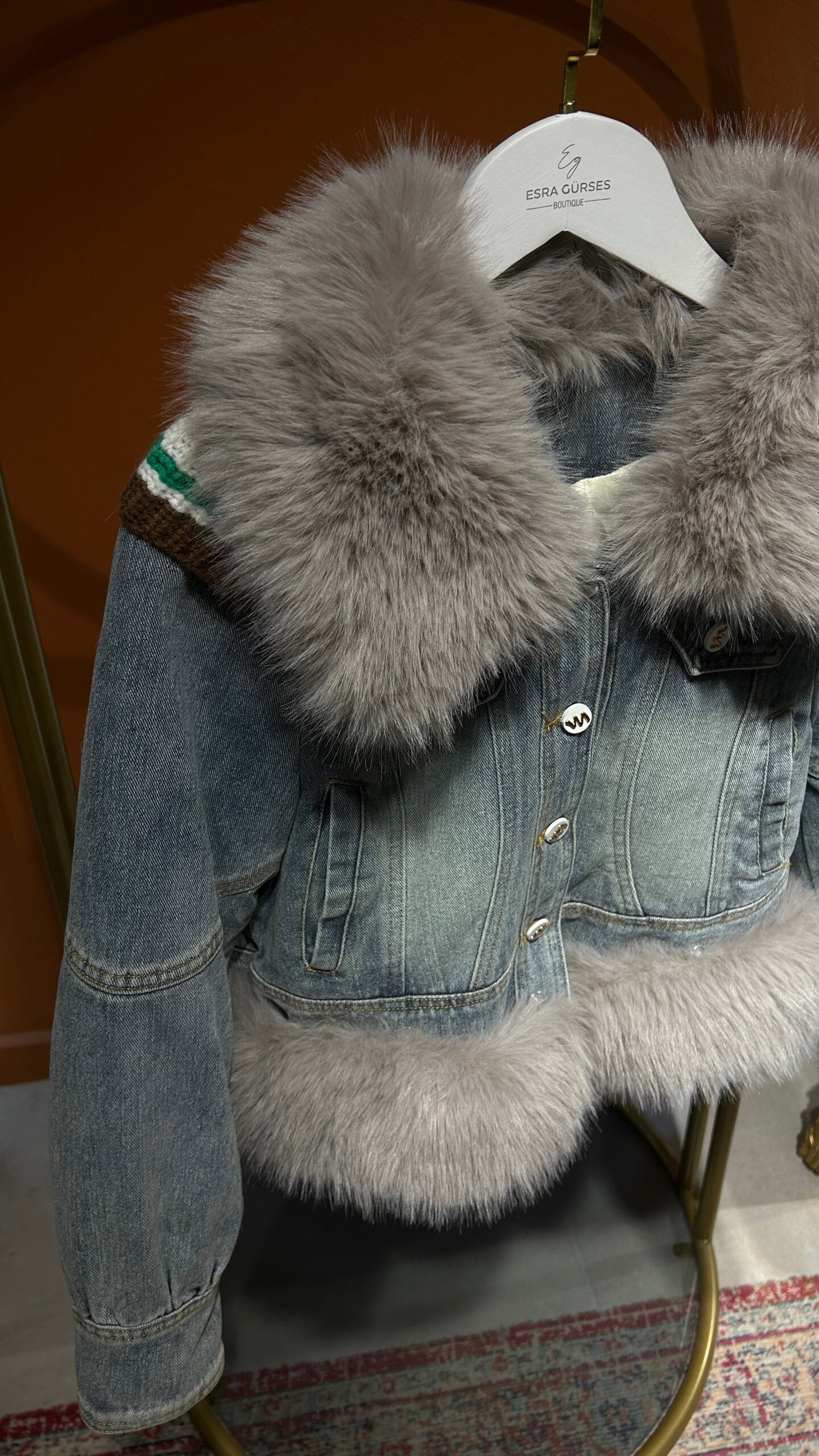 İthal Kürklü Kot Ceket - EsraGürsesBoutique