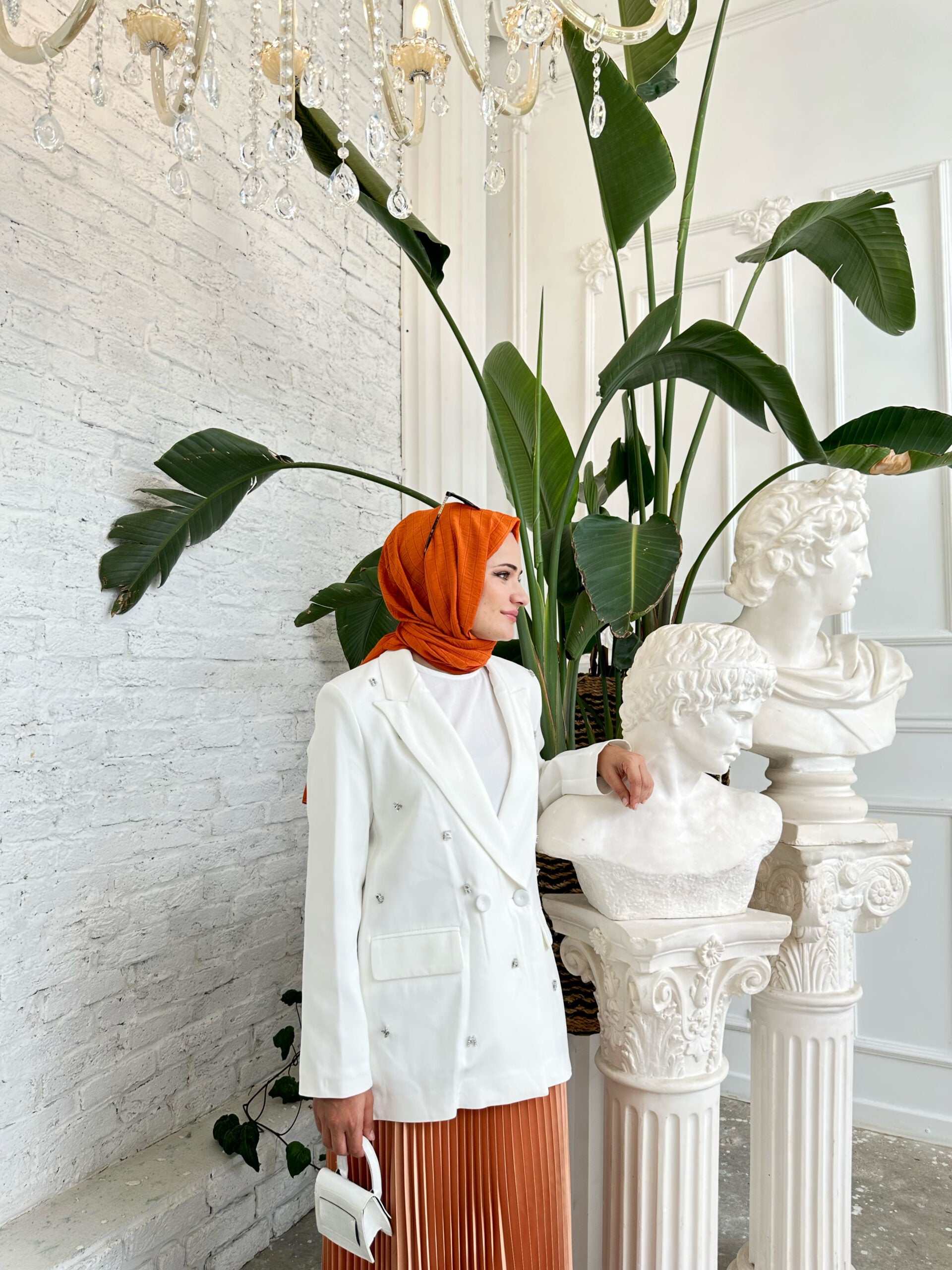 Beyaz Taşlı Ceket - Erkek Çocuk - EsraGürsesBoutique