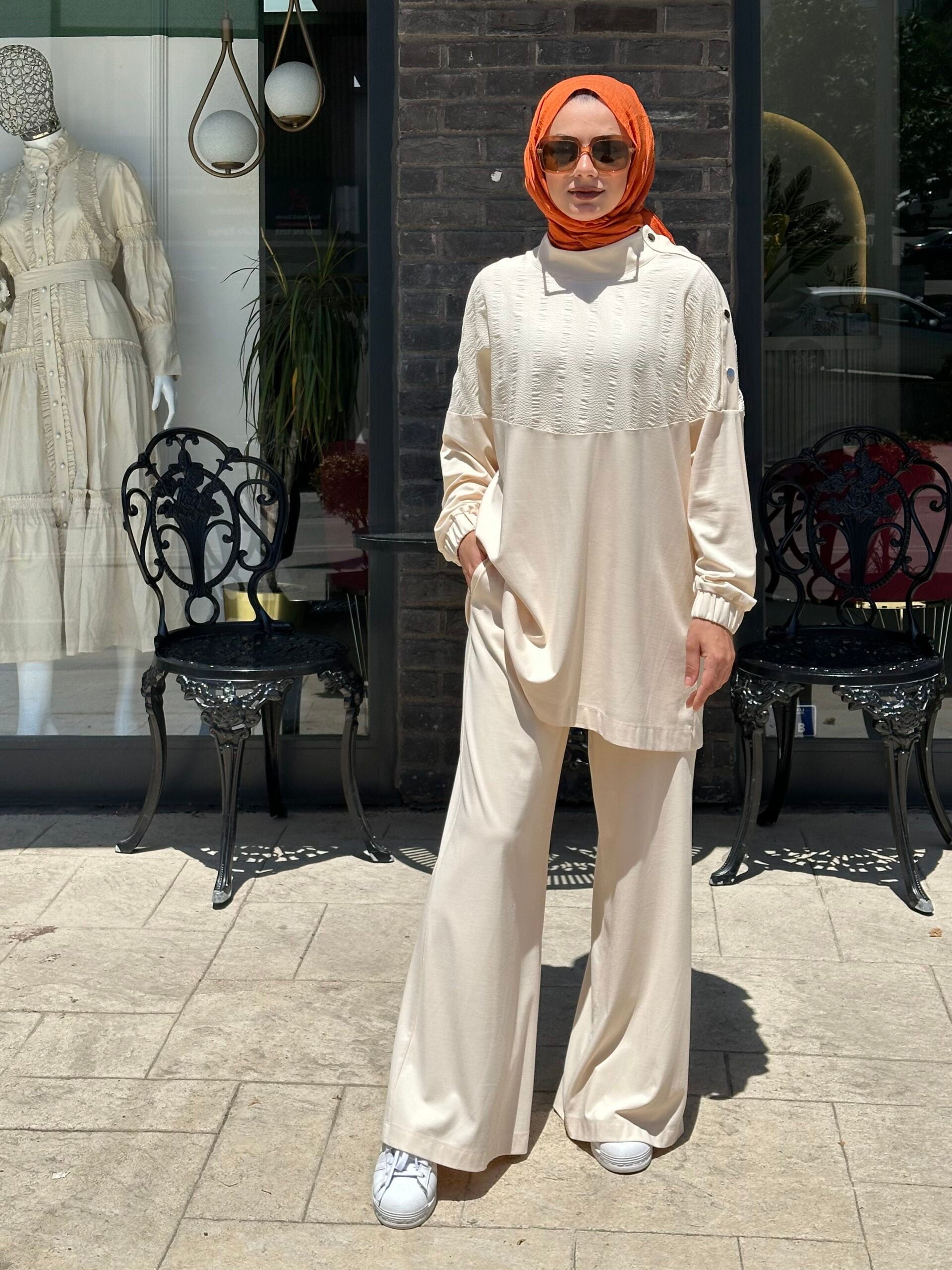 NUSS İpek Bambu Bej Takım - EsraGürsesBoutique