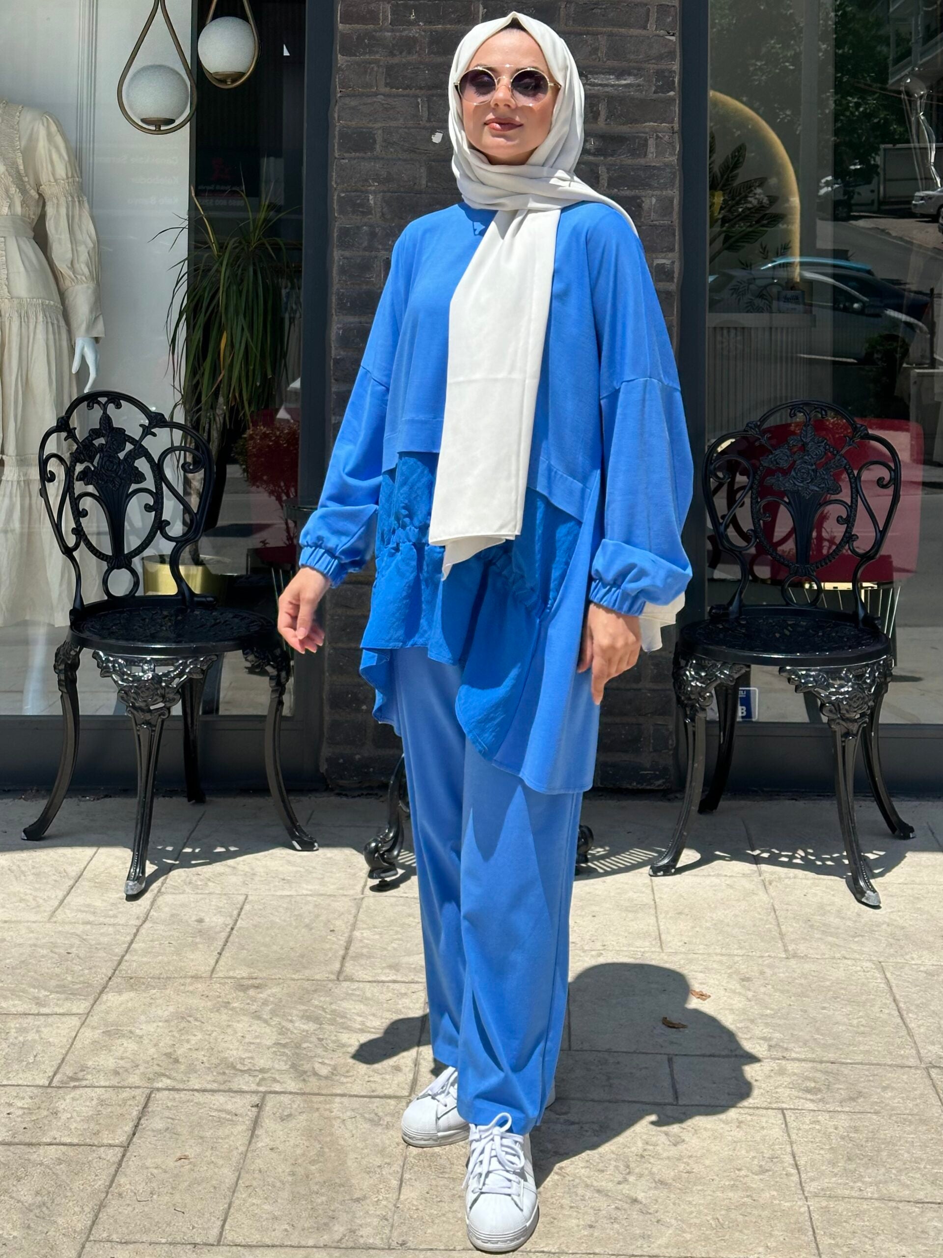 Nuss İpek Bambu Takım Mavi - EsraGürsesBoutique