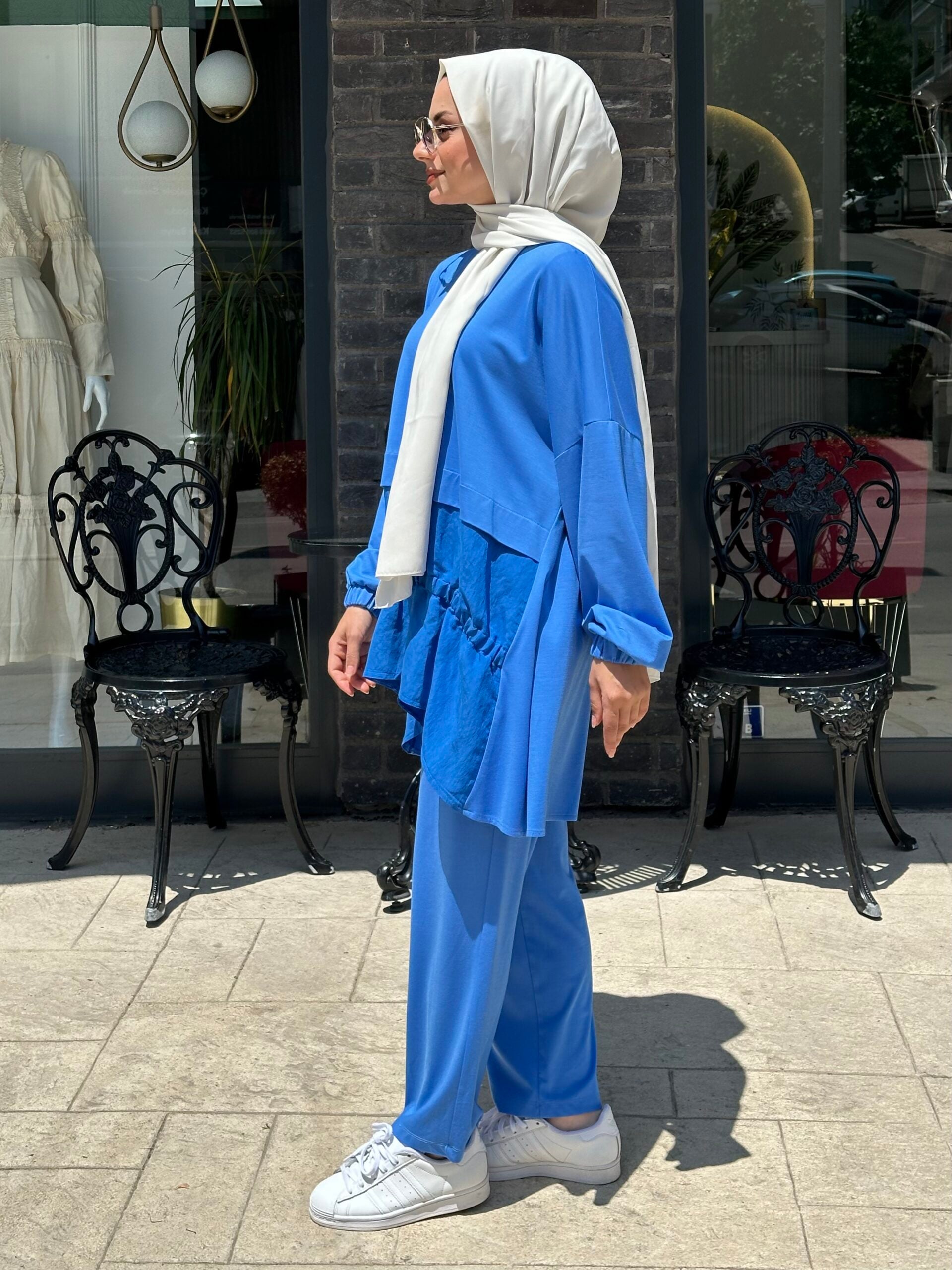 Nuss İpek Bambu Takım Mavi - EsraGürsesBoutique