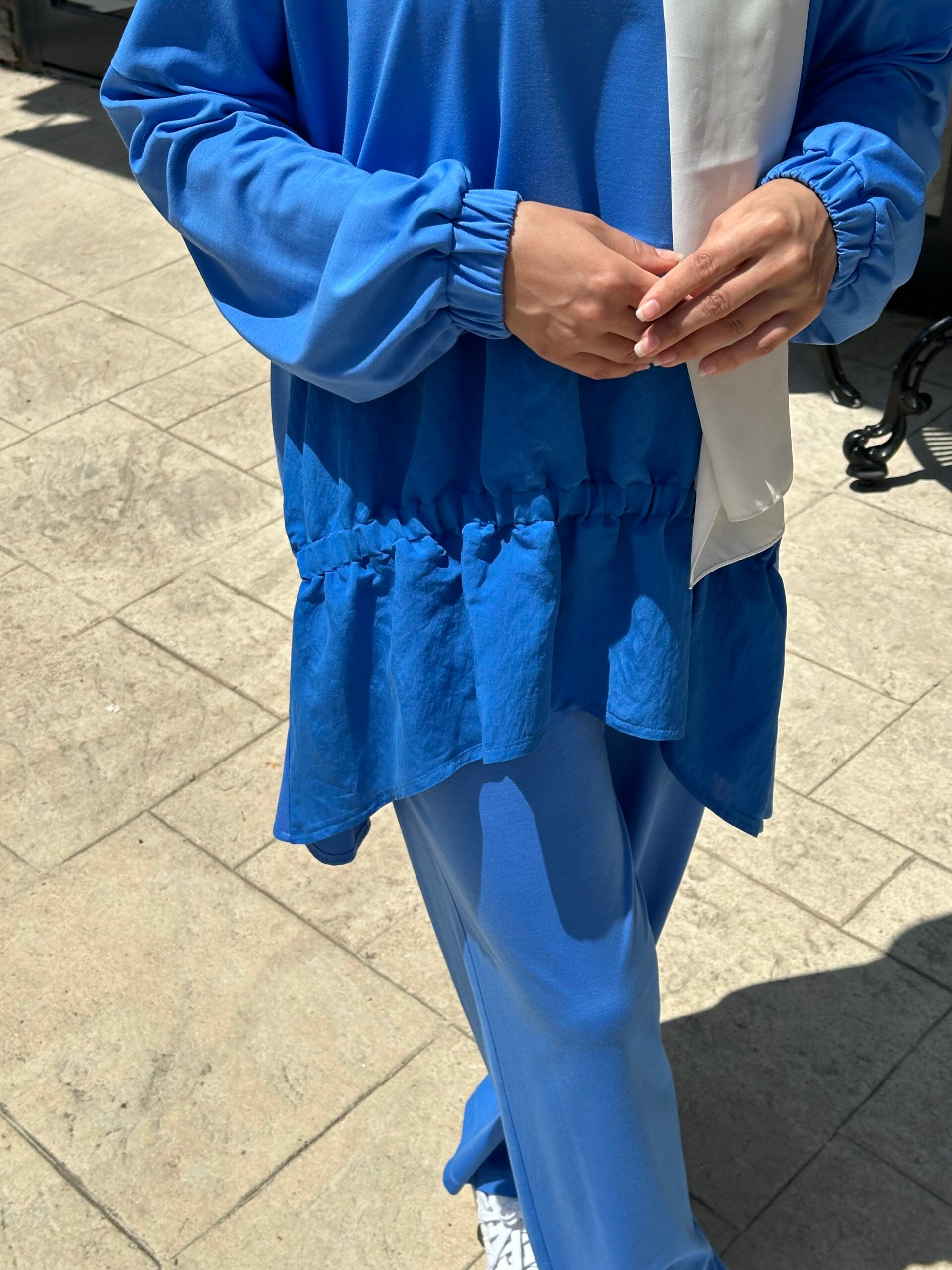 Nuss İpek Bambu Takım Mavi - EsraGürsesBoutique