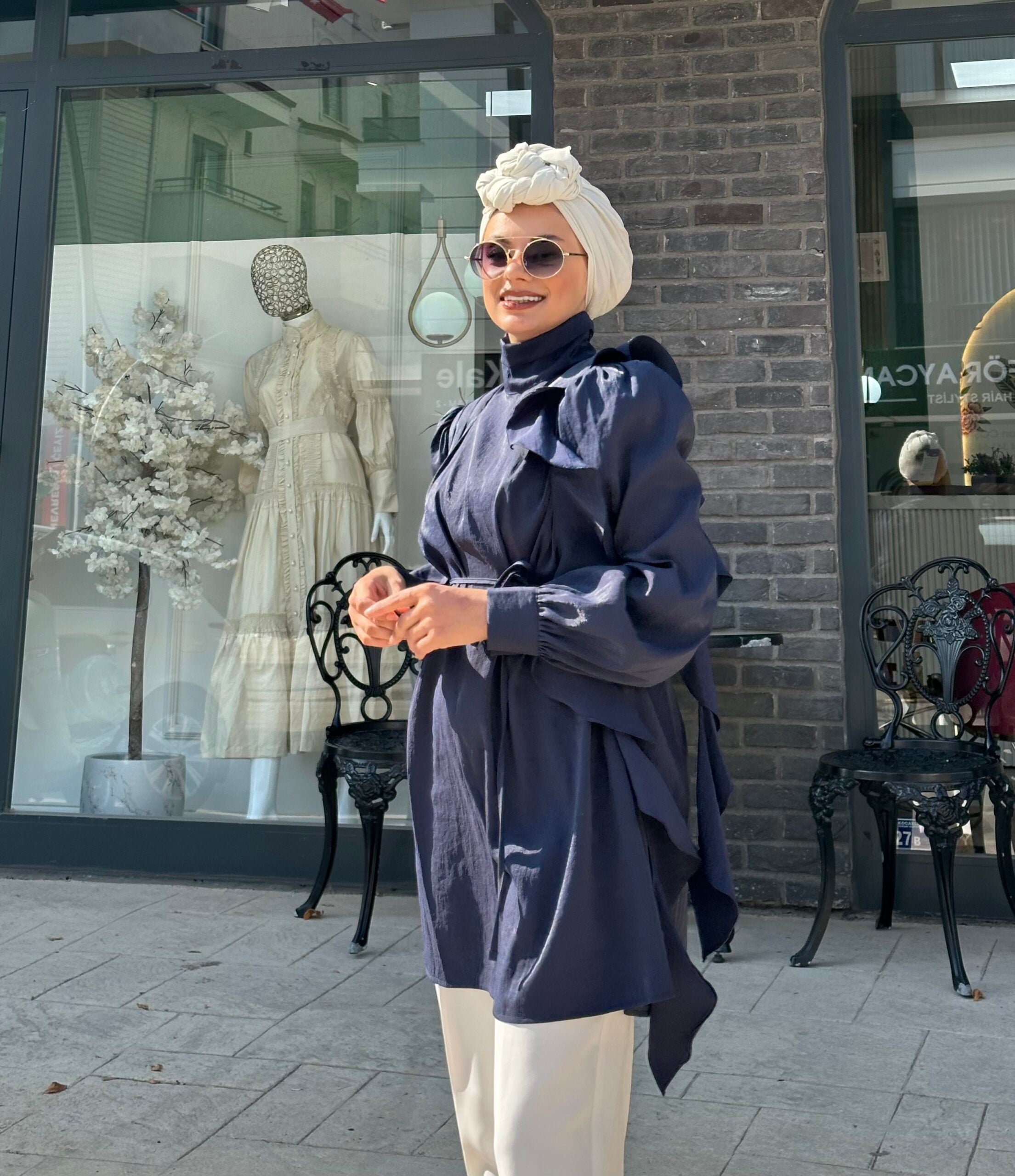 Lacivert Ayarlanabilir Kemerli Tunik - EsraGürsesBoutique