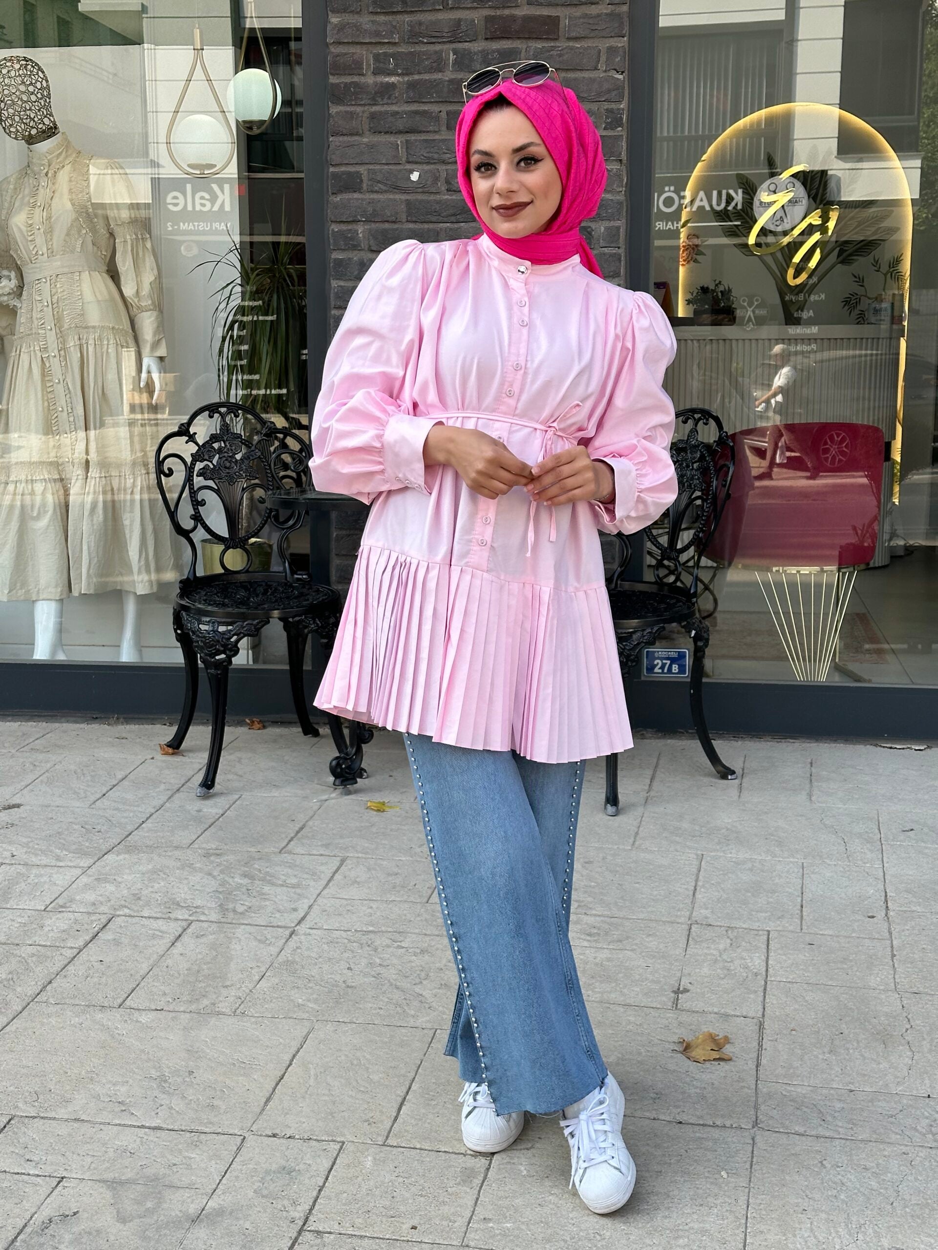 Henza Pembe Pilise Gömlek - EsraGürsesBoutique