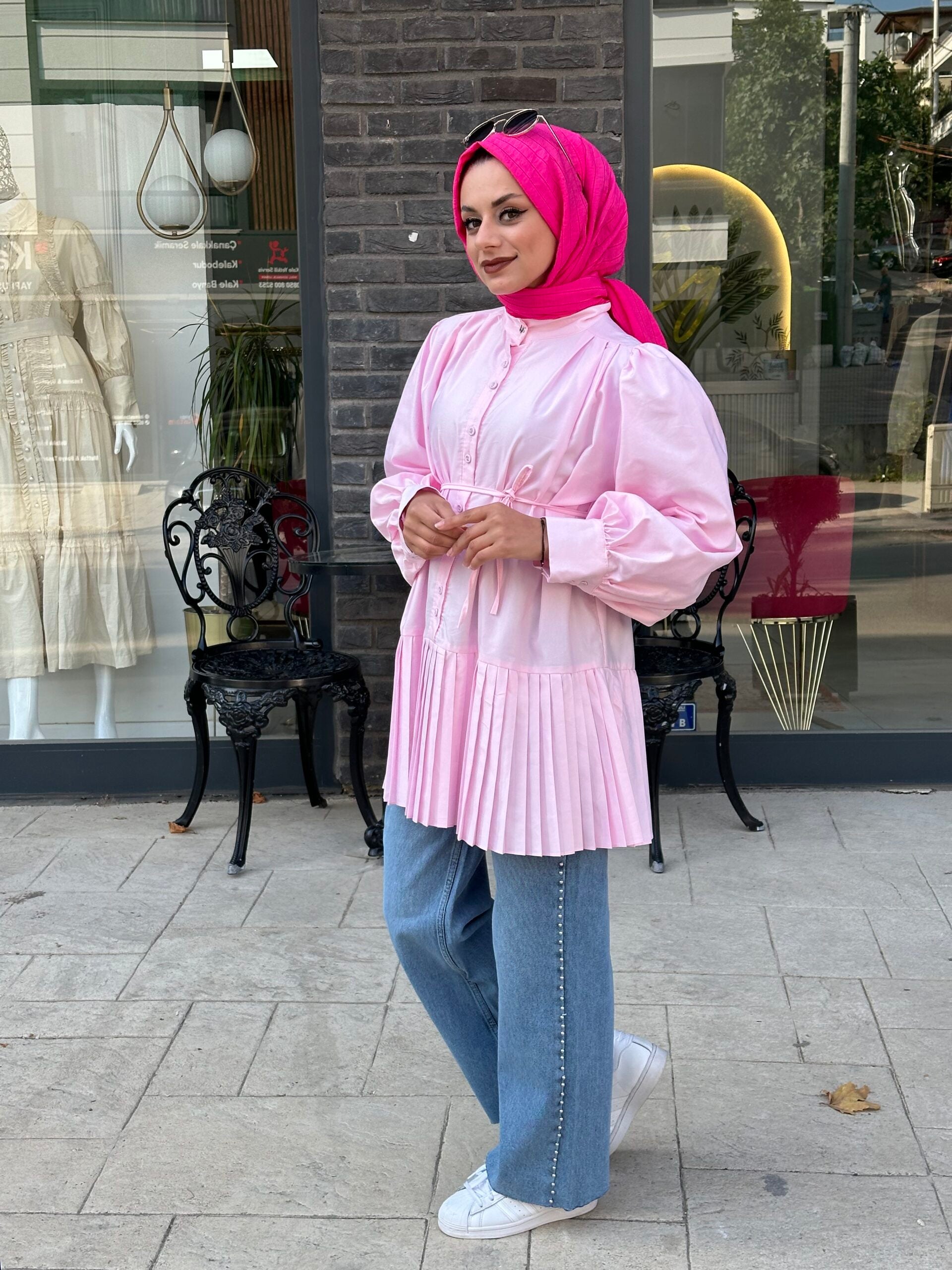 Henza Pembe Pilise Gömlek - EsraGürsesBoutique
