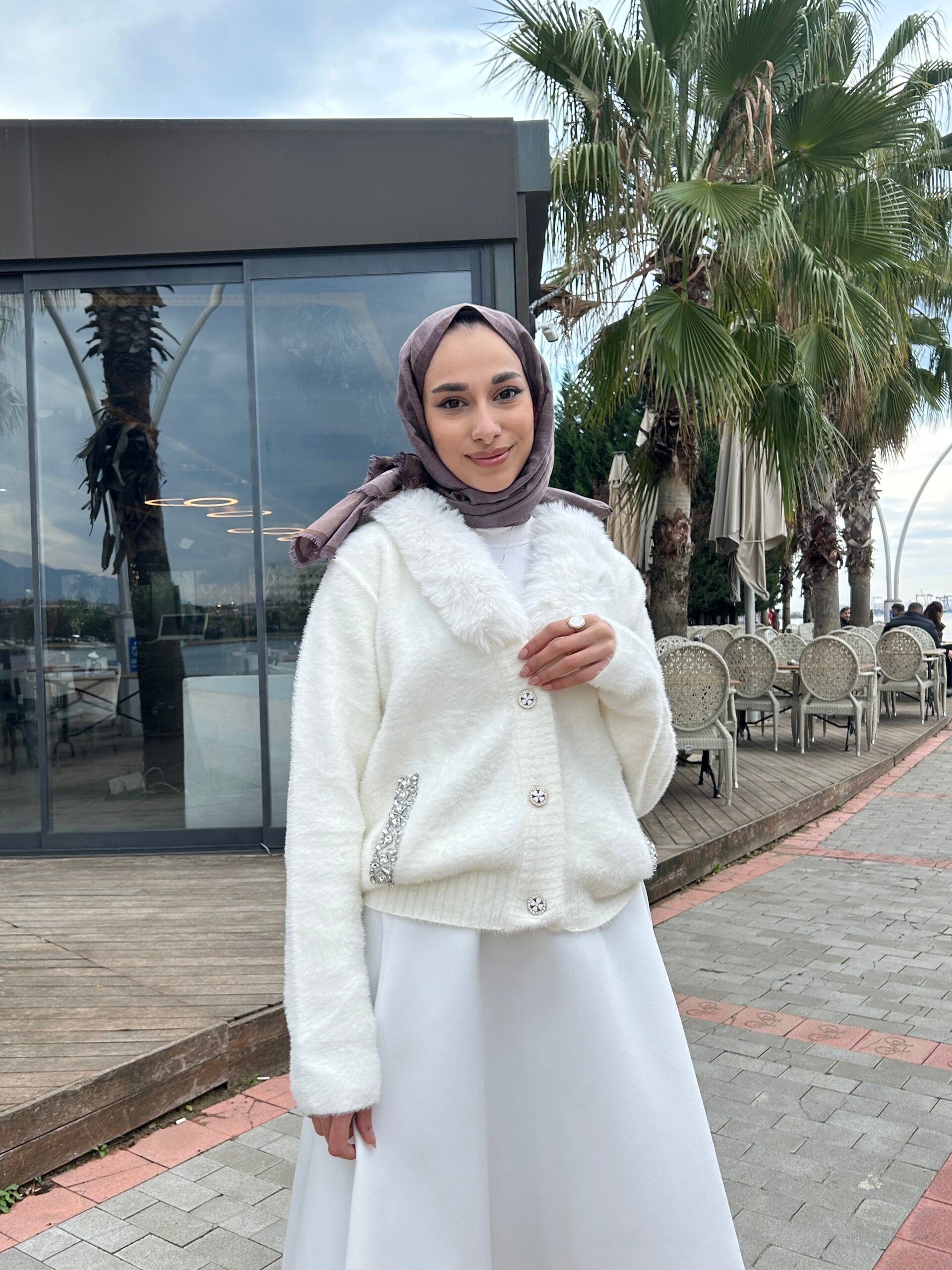 İthal Kürklü Angora Hırka - EsraGürsesBoutique