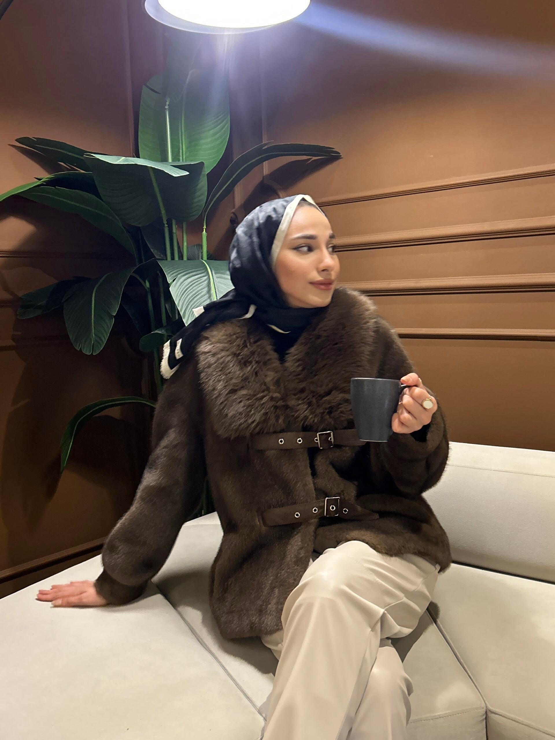 İthal Kahve Kürk Ceket - EsraGürsesBoutique