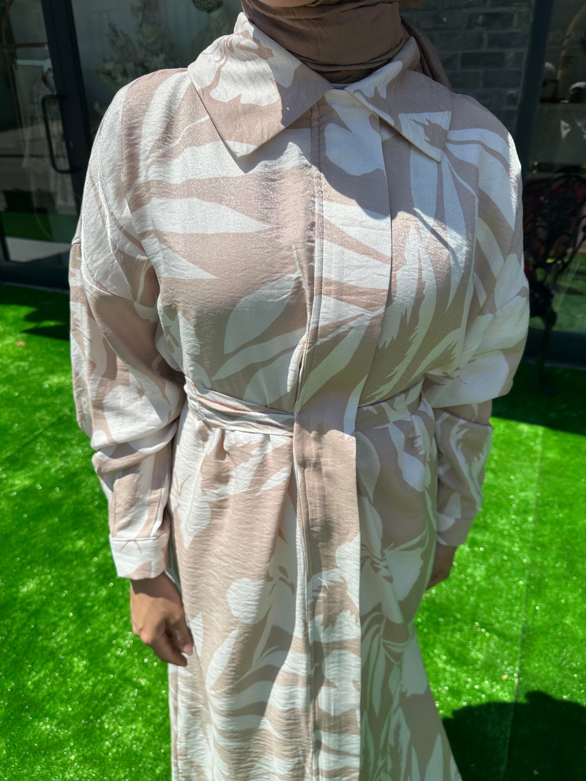 Camel Desenli Gömlek Elbise - EsraGürsesBoutique