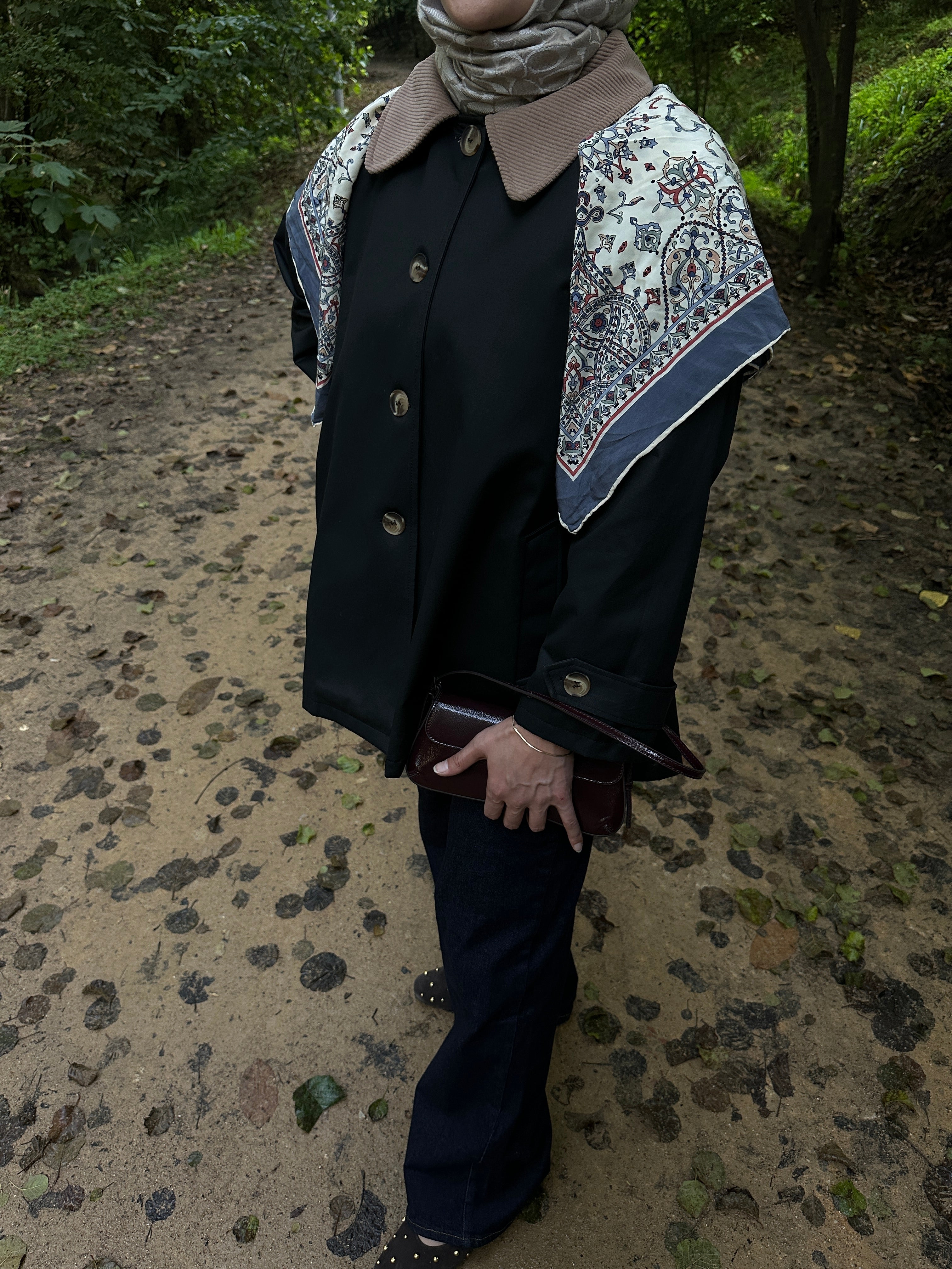 KADIFE YAKA GABARDIN TRENC