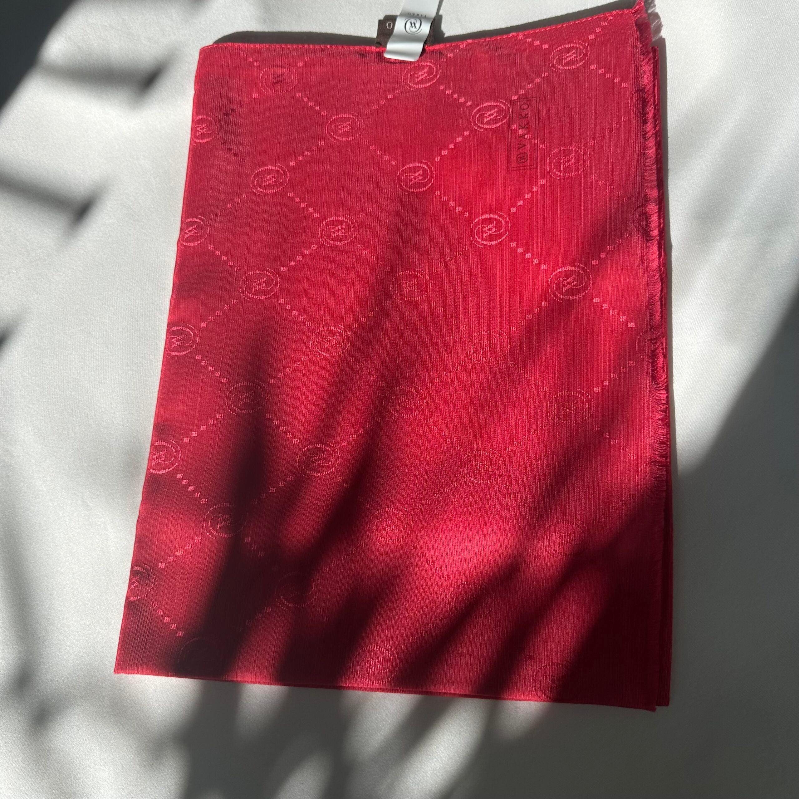 Vakko Monogram Şal - Şarap Kırmızı - EsraGürsesBoutique