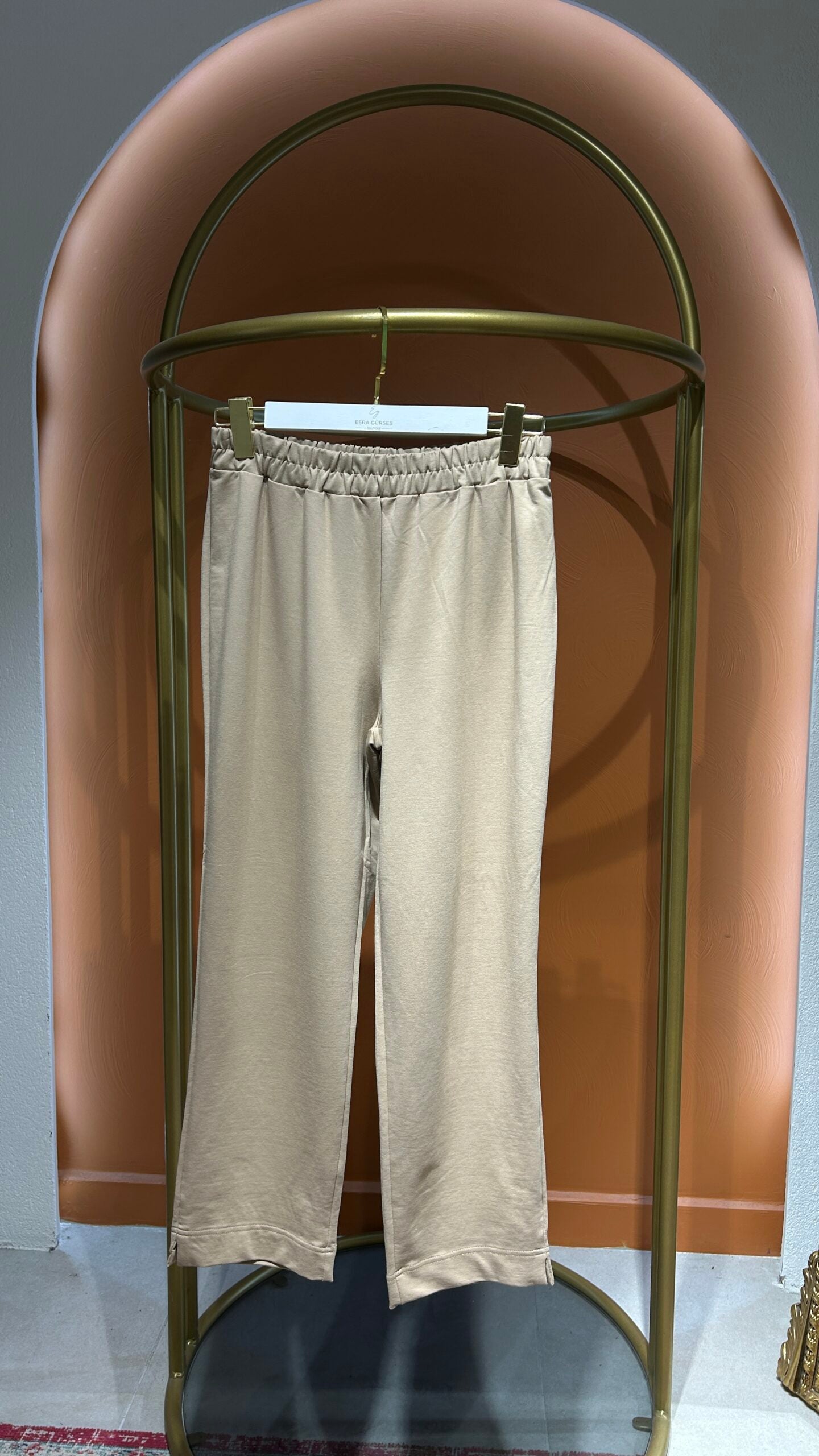 Çizgili Poplin Detay Takım – Camel - EsraGürsesBoutique
