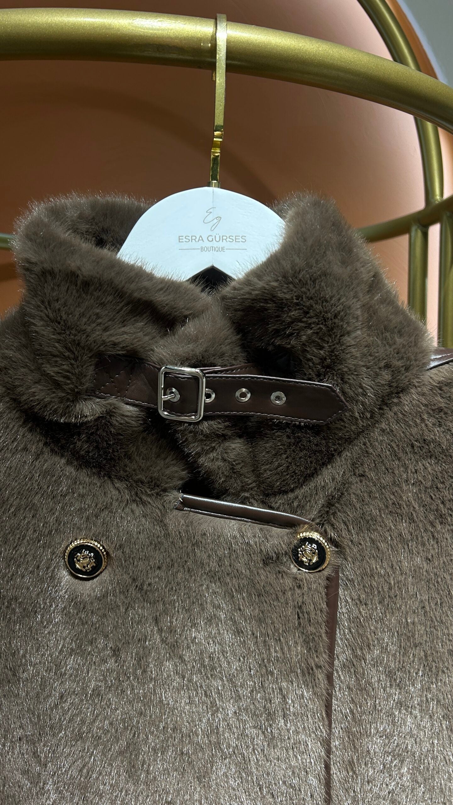 İthal Kahverengi Uzun Kürk - EsraGürsesBoutique