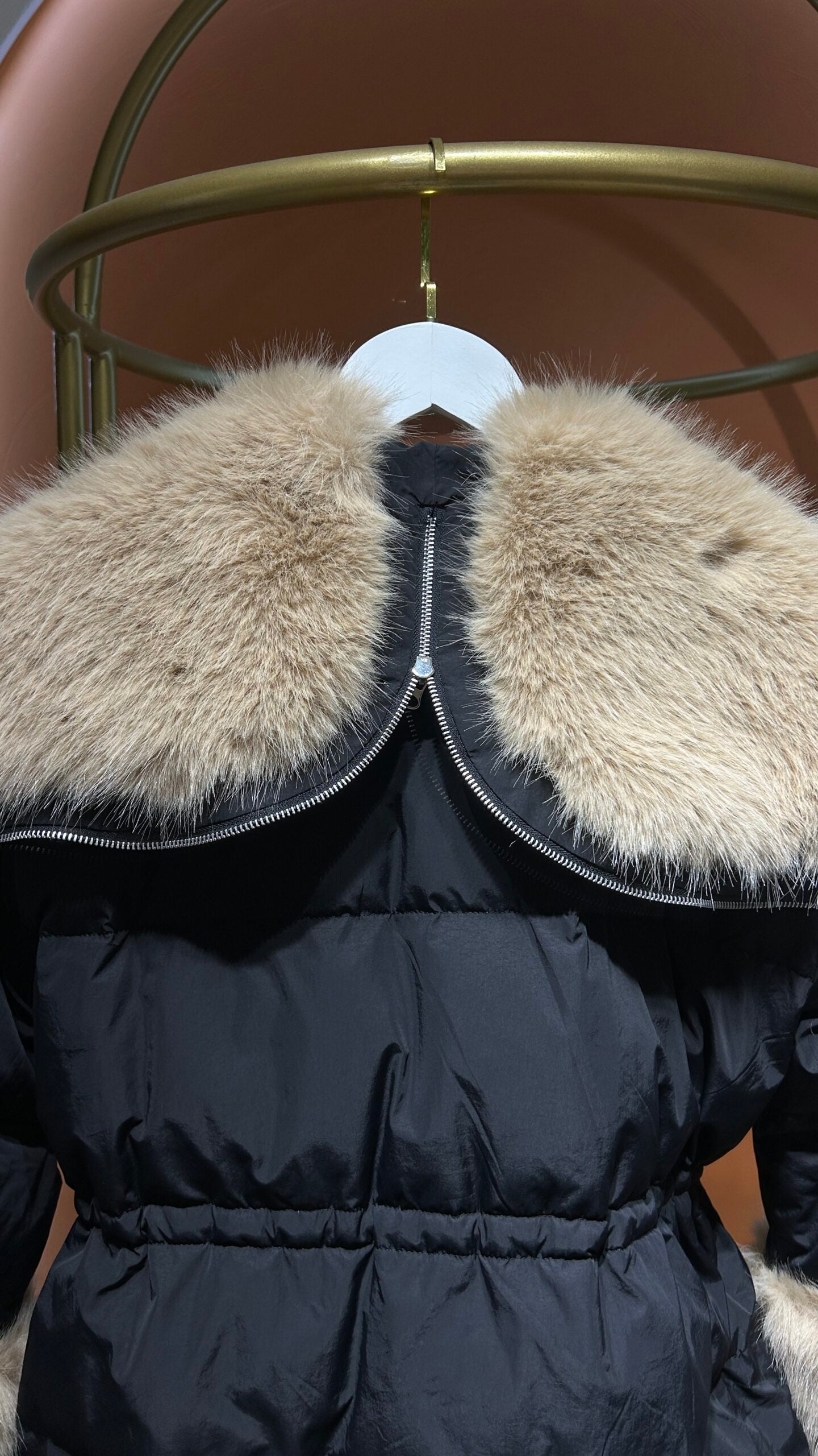 İthal Kapitone Kürklü Mont - Siyah - EsraGürsesBoutique