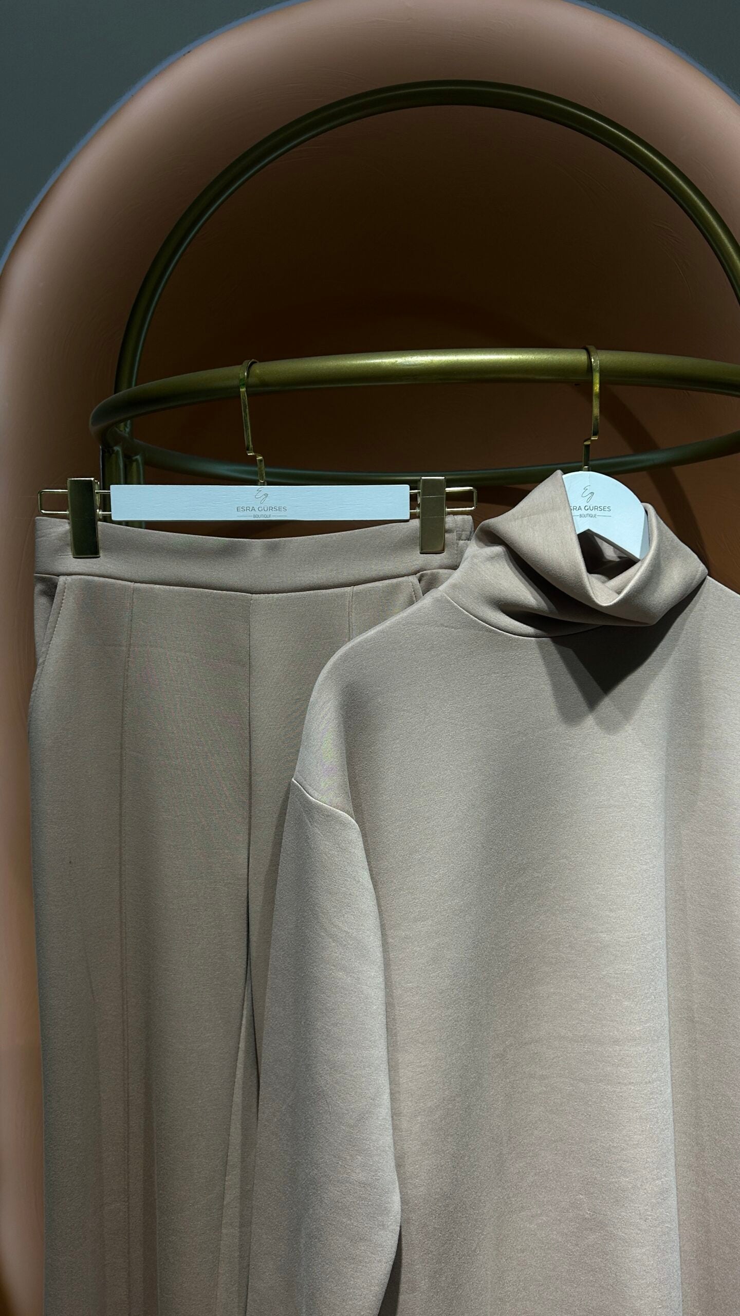 Premium Nervürlü Pantolon - Camel - EsraGürsesBoutique