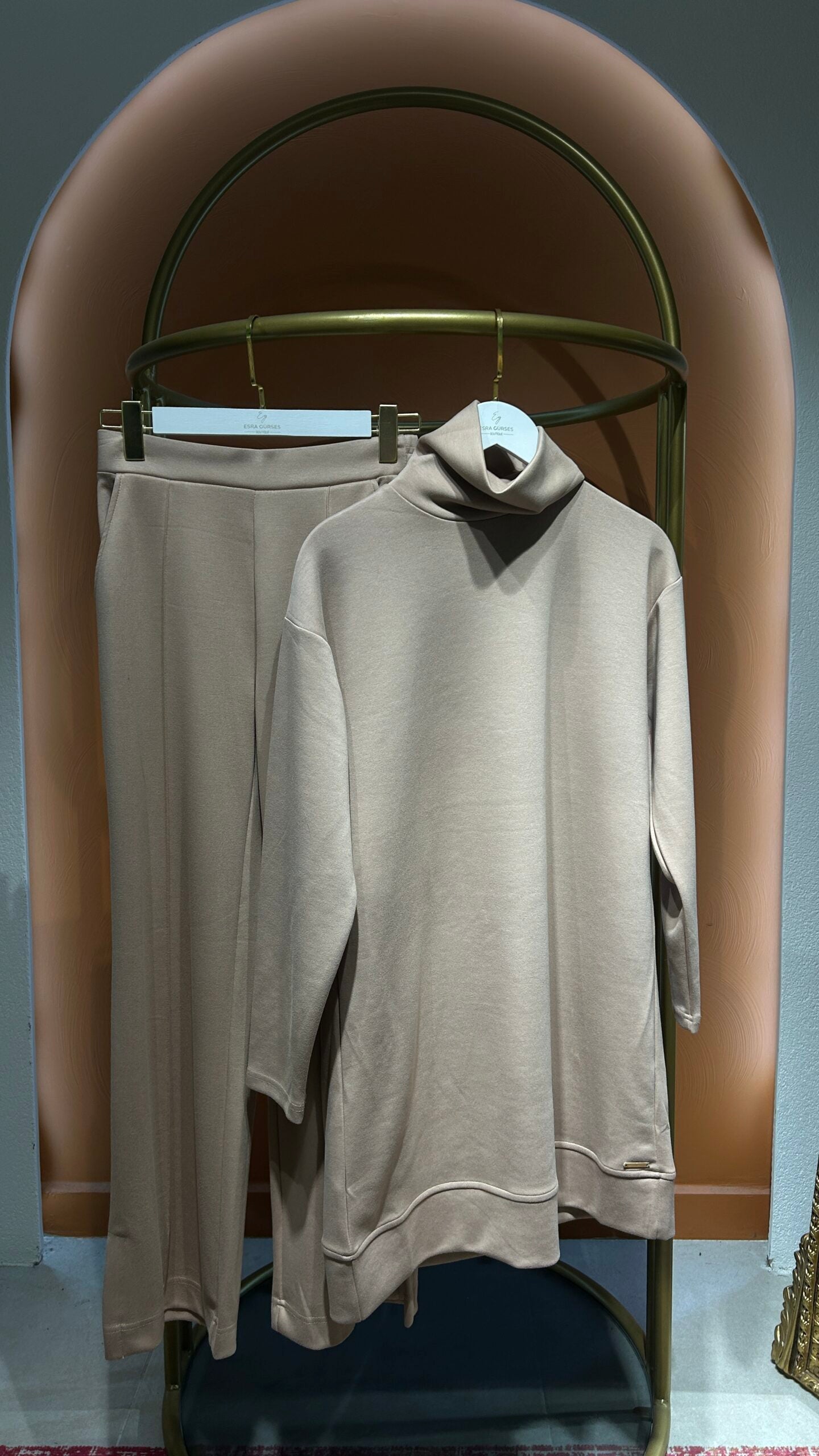 Premium Nervürlü Pantolon - Camel - EsraGürsesBoutique