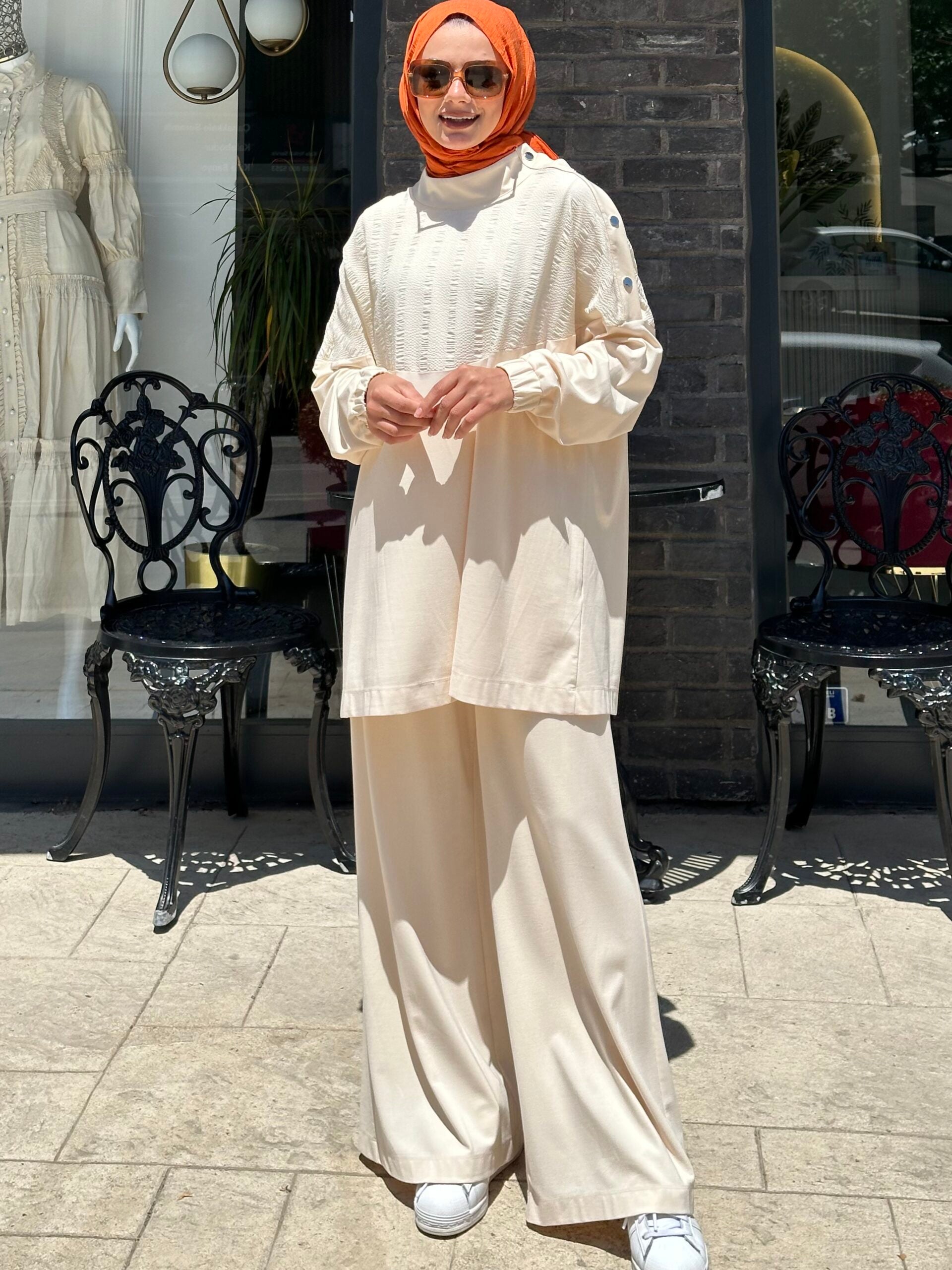 NUSS İpek Bambu Bej Takım - EsraGürsesBoutique