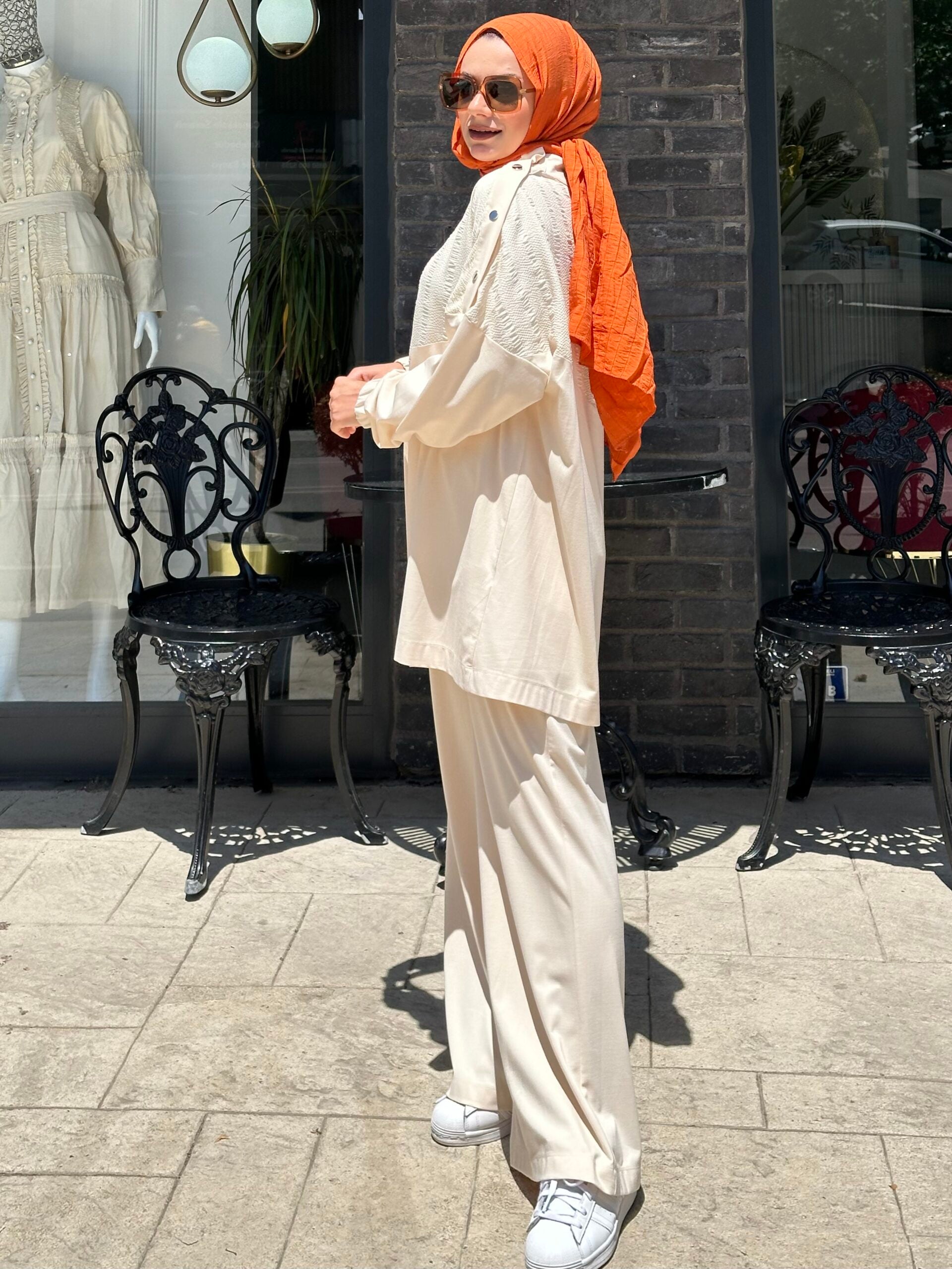 NUSS İpek Bambu Bej Takım - EsraGürsesBoutique