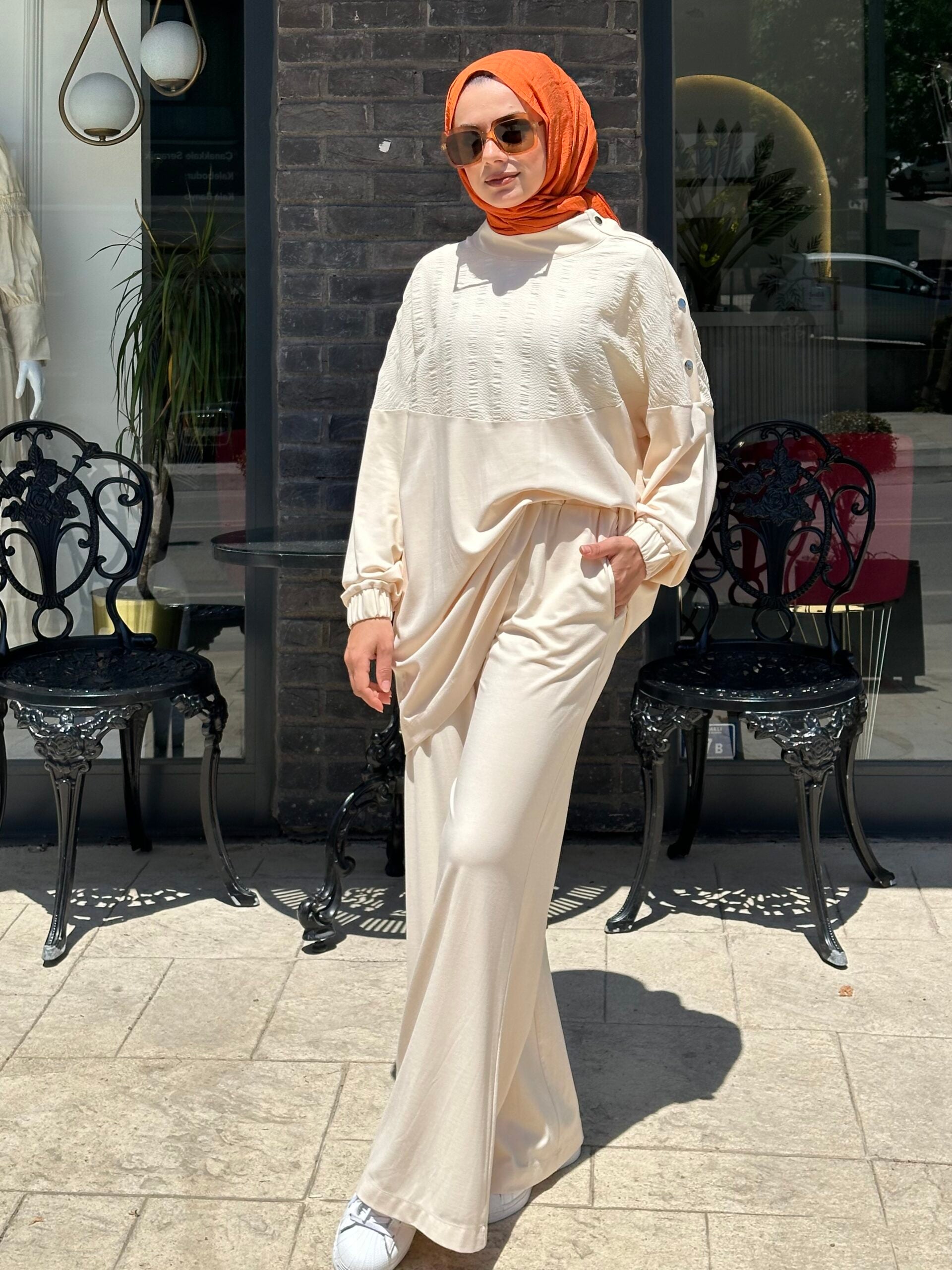 NUSS İpek Bambu Bej Takım - EsraGürsesBoutique