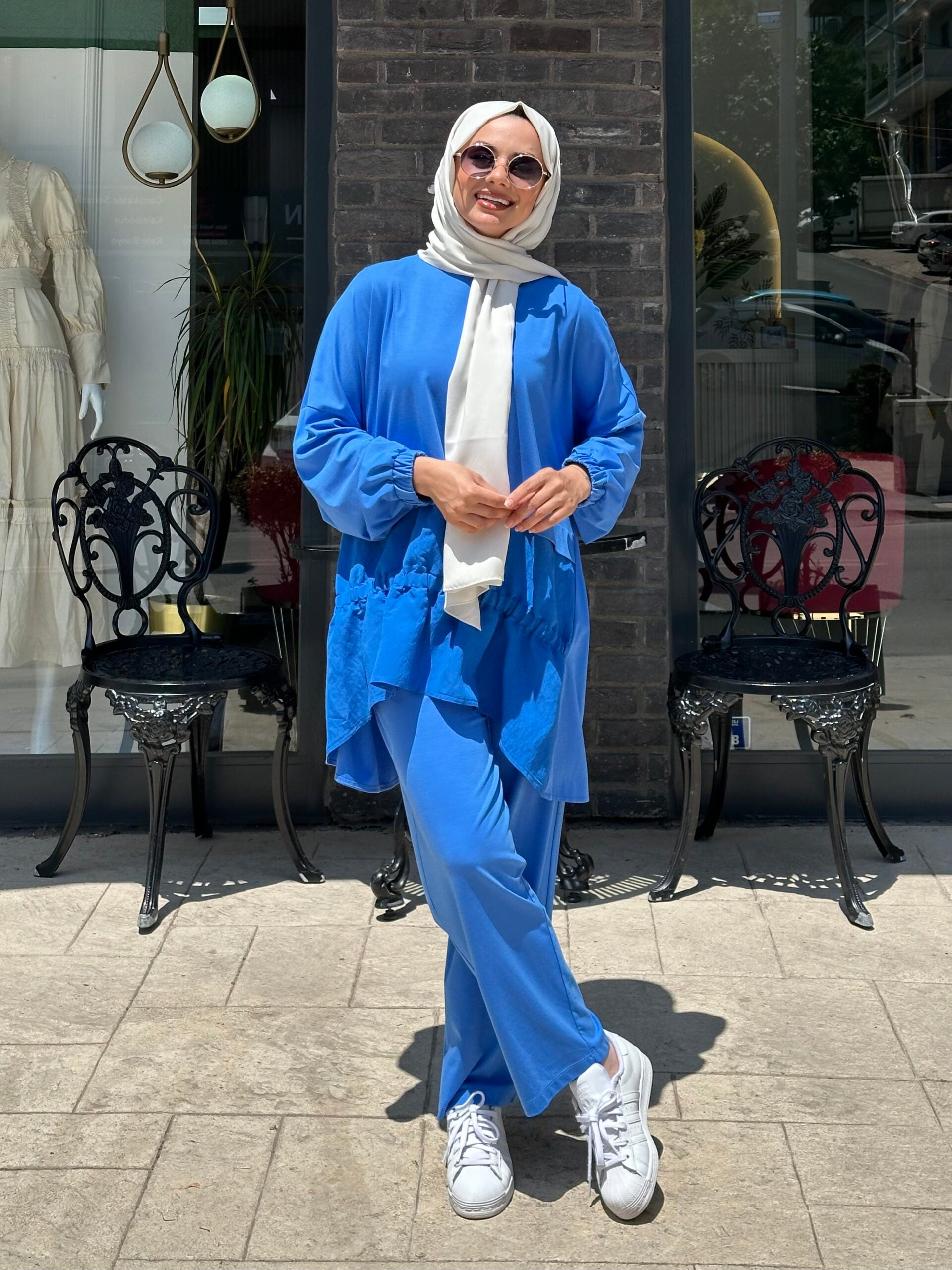 Nuss İpek Bambu Takım Mavi - EsraGürsesBoutique