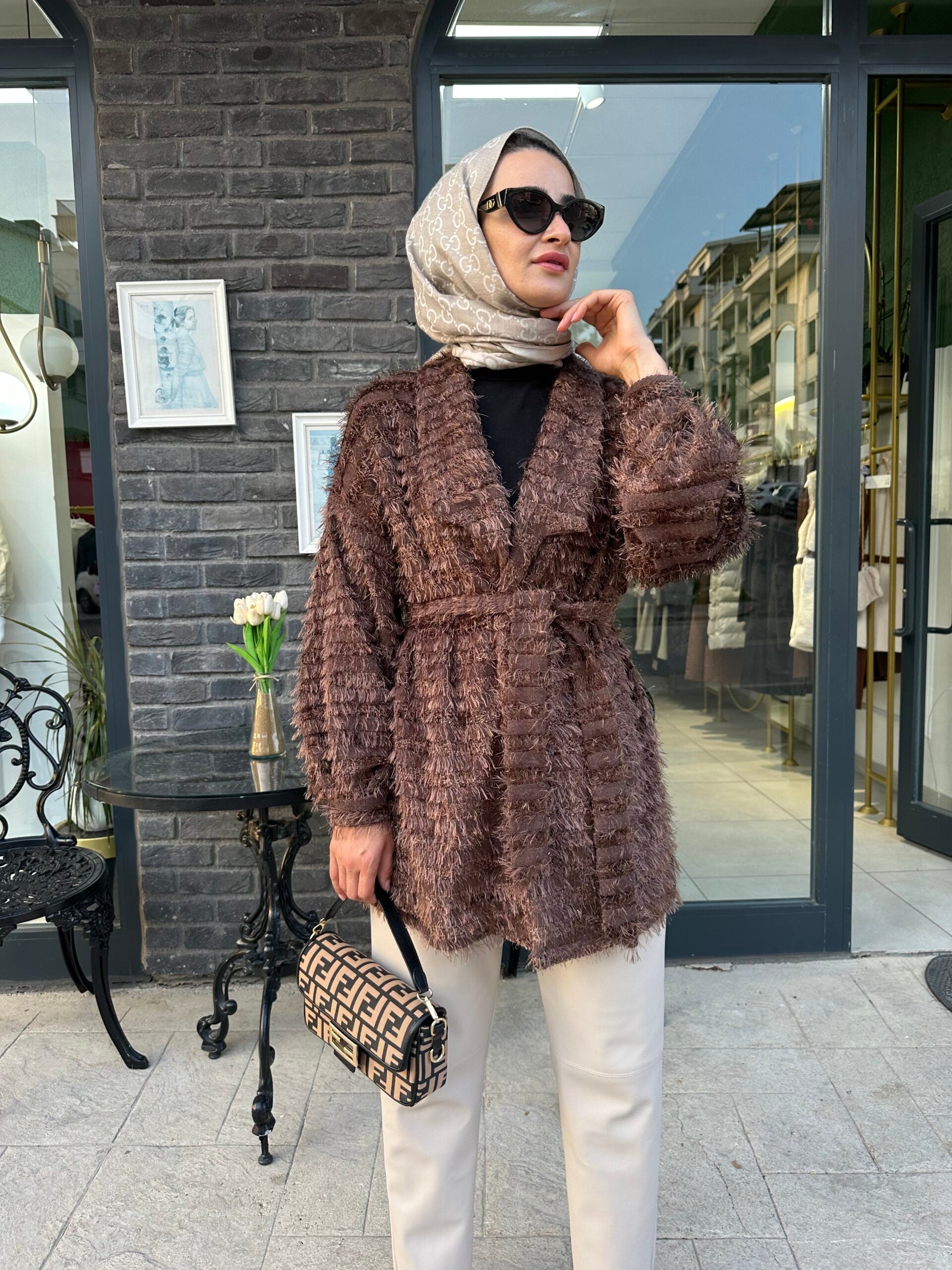 Hoops Kahve Hırka - EsraGürsesBoutique