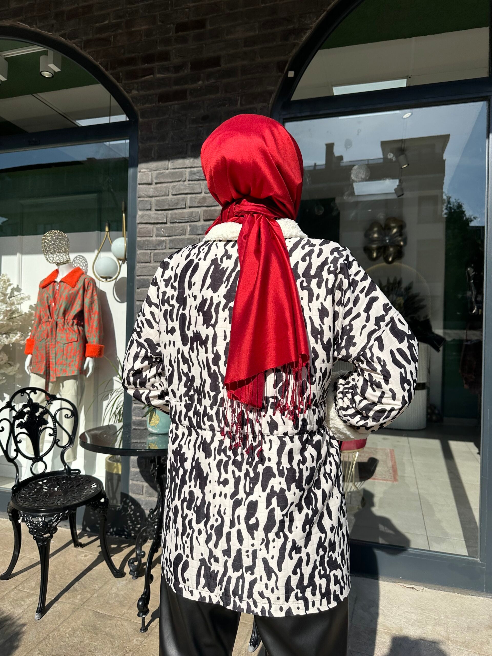 Nuss Triko Leopar Desenli Kapitone Mont - EsraGürsesBoutique