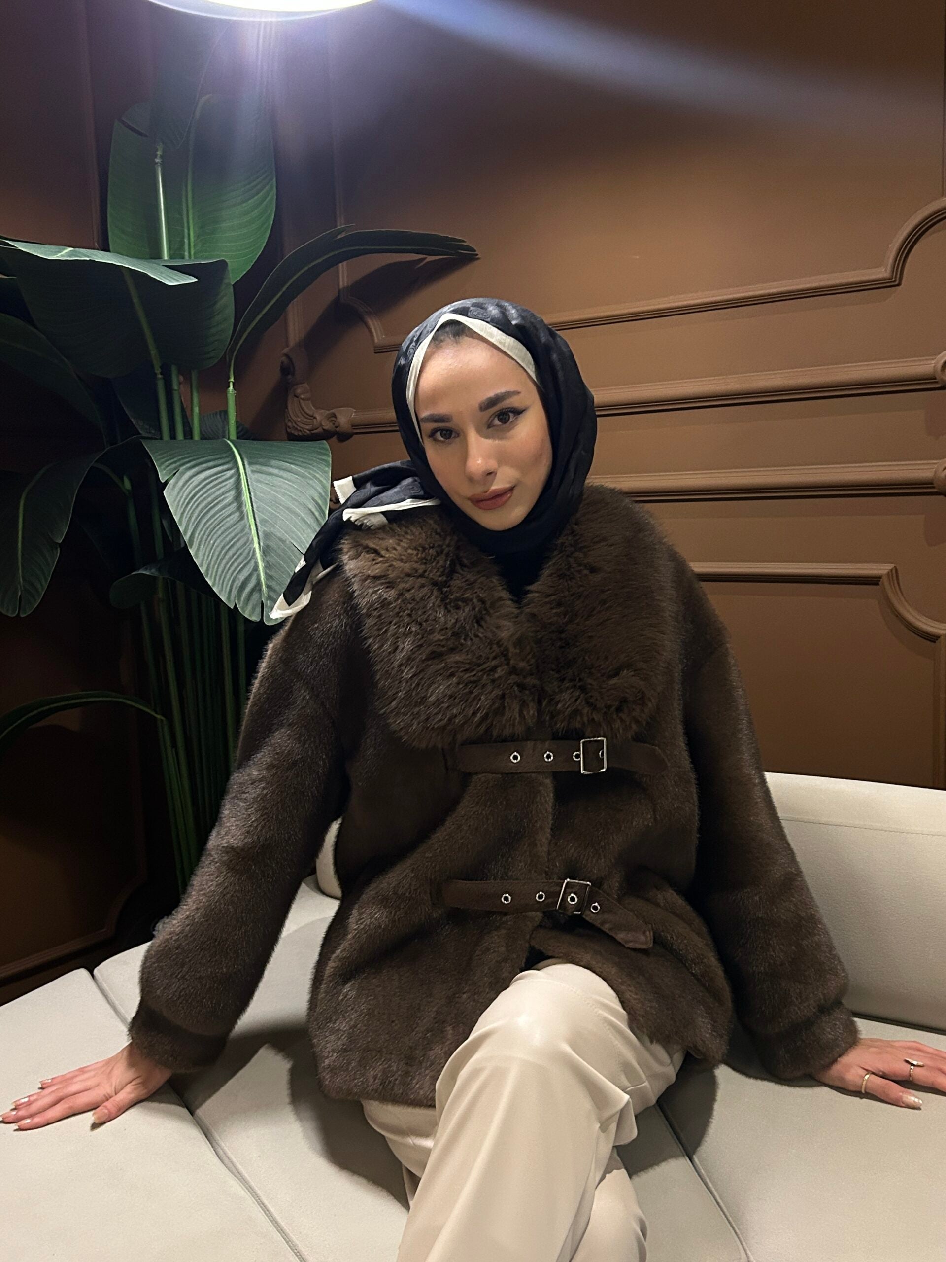 İthal Kahve Kürk Ceket - EsraGürsesBoutique